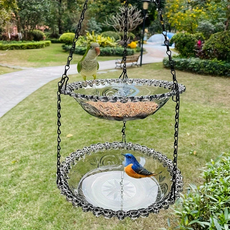 2-layer Bird Feeder, Suspended Bird Bath