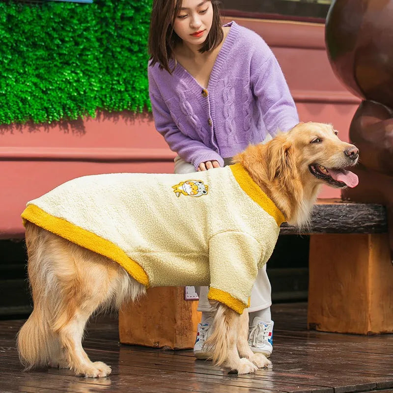 Dog Clothes for Big Dogs Fleece Dog Hoodies Soft Warm Costume Pet Dog Vest Golden Retriever Collie Labrador Large Dog Jacket