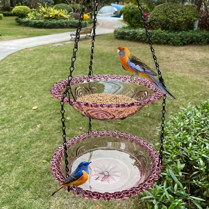 2-layer Bird Feeder, Suspended Bird Bath