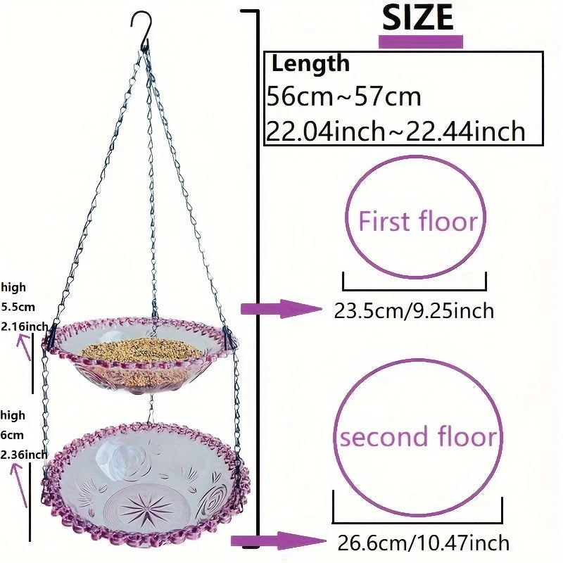 2-layer Bird Feeder, Suspended Bird Bath