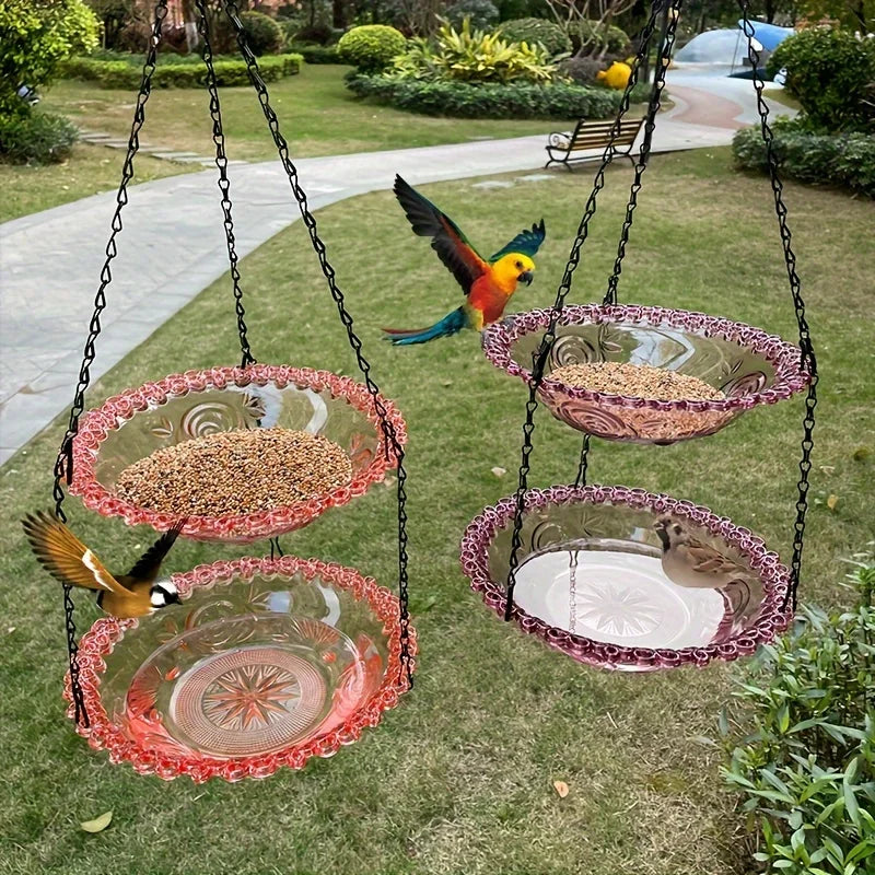 2-layer Bird Feeder, Suspended Bird Bath
