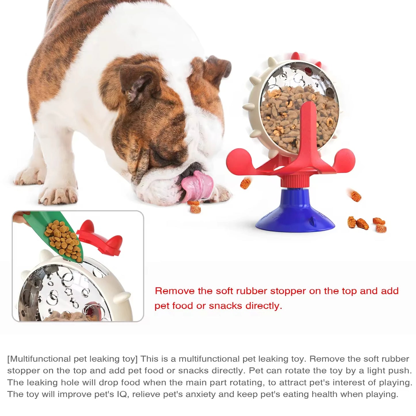 Spinning Food Dispenser Dogs Cat Interactive Toys Leaking Food Training Ball Slow Feeder Rotatable Wheel Treat Leaking Ball Toys