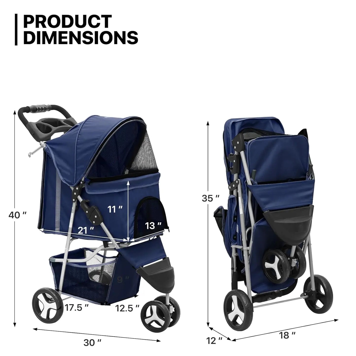 3 Wheels Pet Stroller,  Jogger