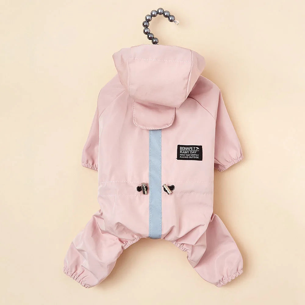 Waterproof Dog Rain Jacket with Reflective Strap and Leash Hole Rainy Day Pet Clothes Windproof Puppy Cat Rain Coat