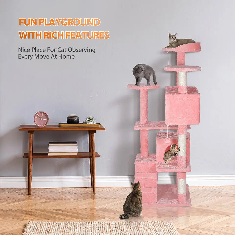 55'' Kitty Cat Tree Pink