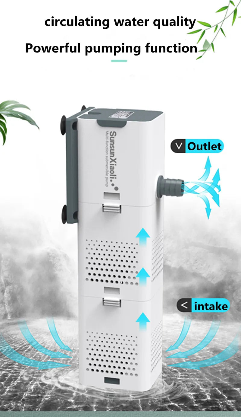 SUNSUN 3 in 1 Filter for Aquarium Fish Tank Filter Mini Fish Tank Filter Aquarium Oxygen Submersible Water Purifier