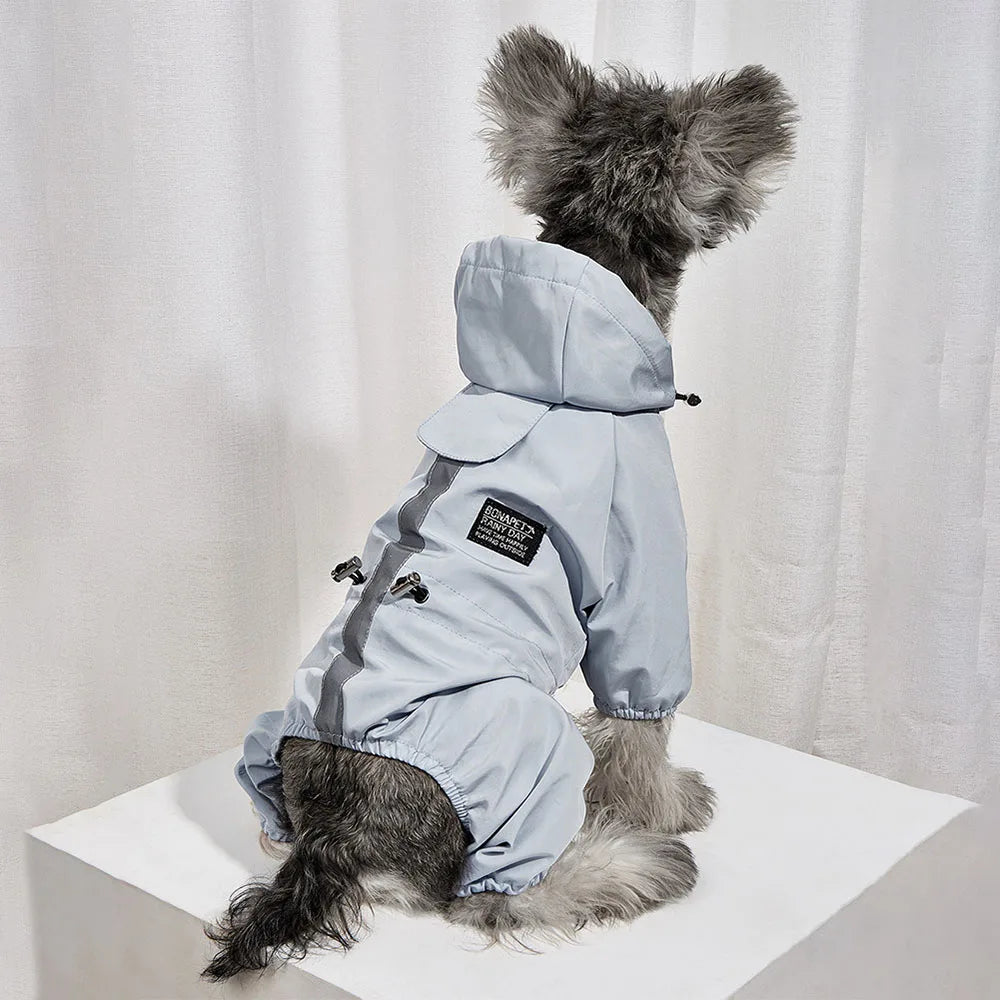 Waterproof Dog Rain Jacket with Reflective Strap and Leash Hole Rainy Day Pet Clothes Windproof Puppy Cat Rain Coat
