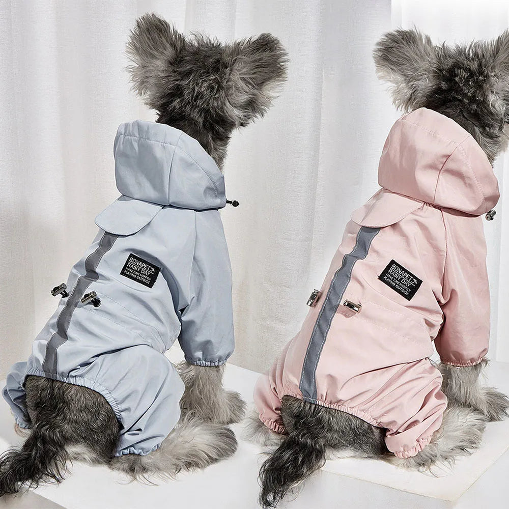 Waterproof Dog Rain Jacket with Reflective Strap and Leash Hole Rainy Day Pet Clothes Windproof Puppy Cat Rain Coat