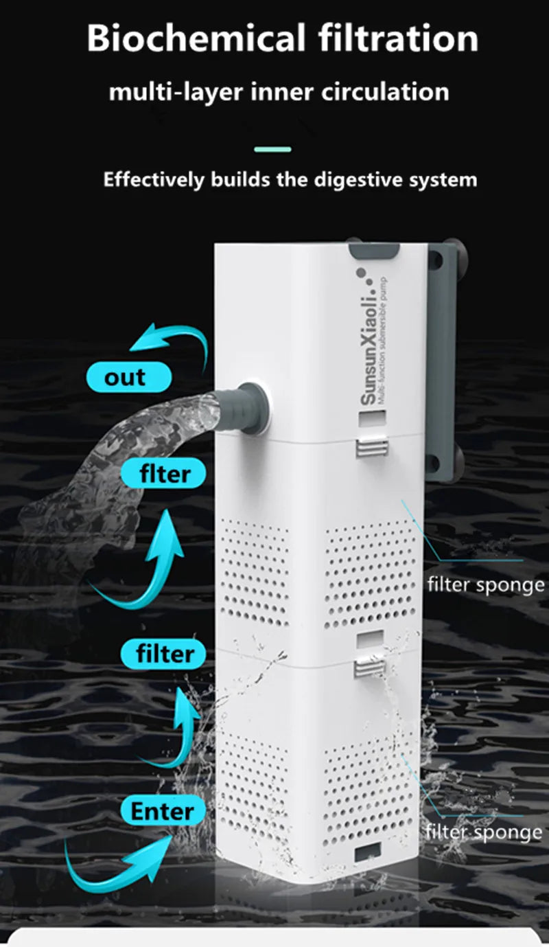 SUNSUN 3 in 1 Filter for Aquarium Fish Tank Filter Mini Fish Tank Filter Aquarium Oxygen Submersible Water Purifier
