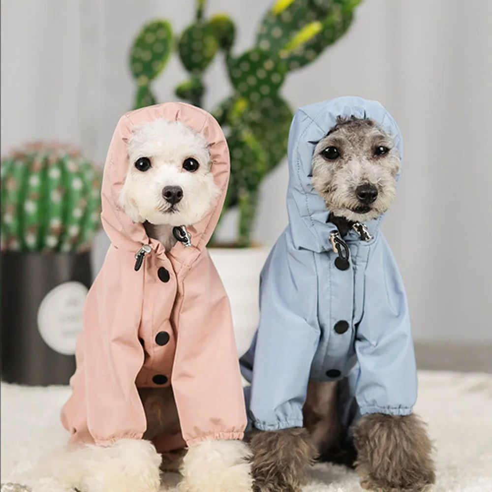 Waterproof Dog Rain Jacket with Reflective Strap and Leash Hole Rainy Day Pet Clothes Windproof Puppy Cat Rain Coat