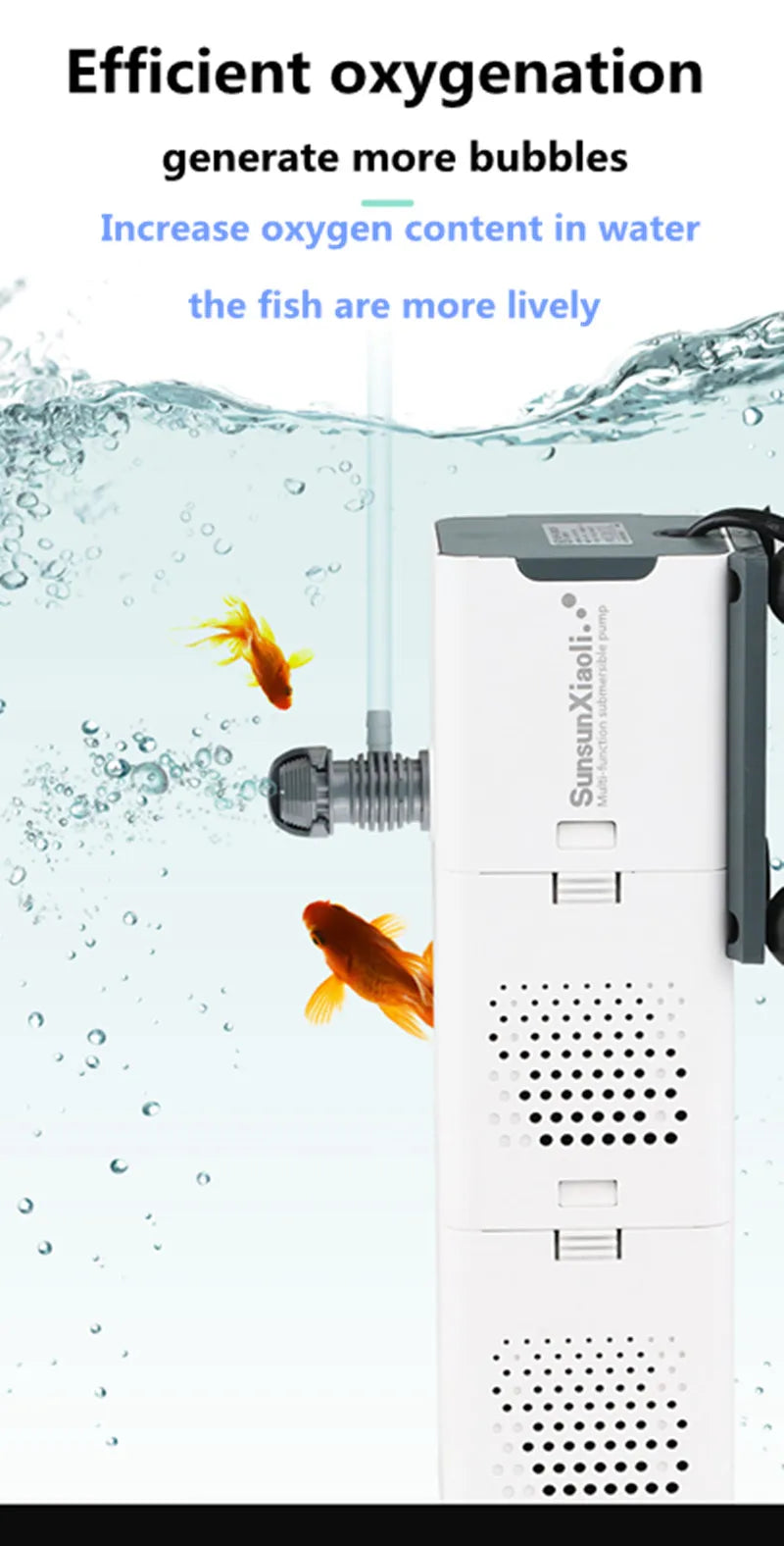 SUNSUN 3 in 1 Filter for Aquarium Fish Tank Filter Mini Fish Tank Filter Aquarium Oxygen Submersible Water Purifier