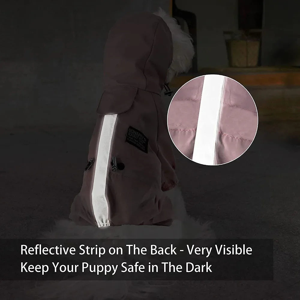 Waterproof Dog Rain Jacket with Reflective Strap and Leash Hole Rainy Day Pet Clothes Windproof Puppy Cat Rain Coat