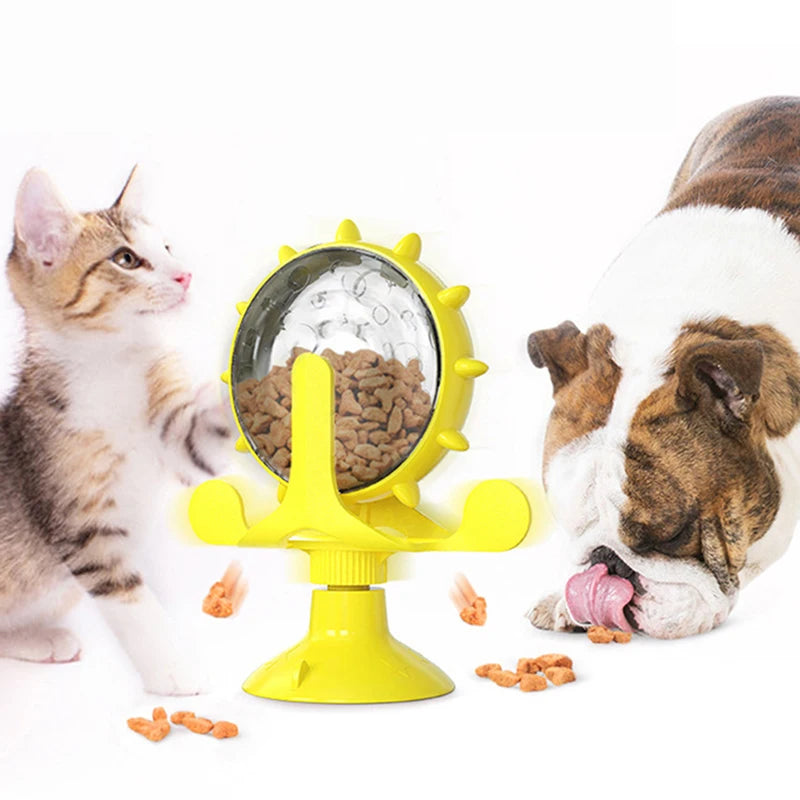 Spinning Food Dispenser Dogs Cat Interactive Toys Leaking Food Training Ball Slow Feeder Rotatable Wheel Treat Leaking Ball Toys