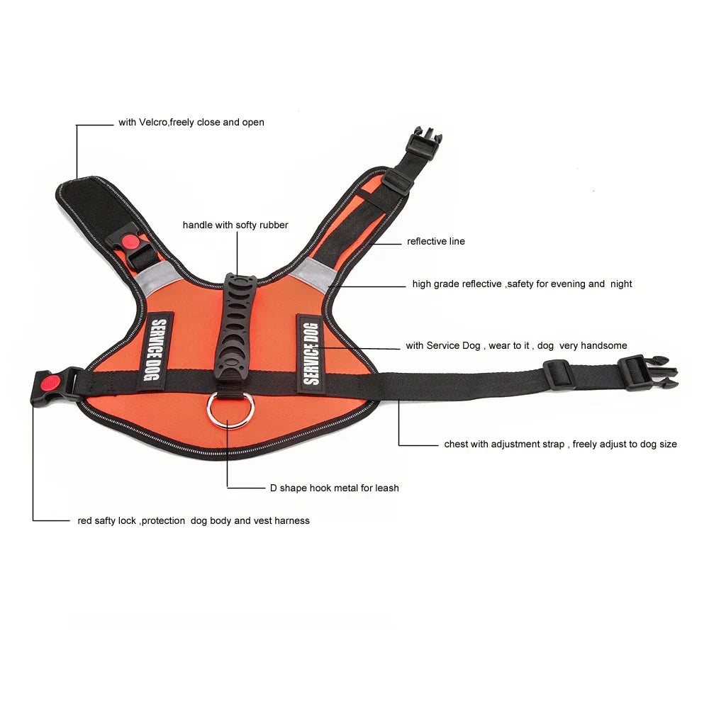 Reflective Service Dog Harness Vest,
