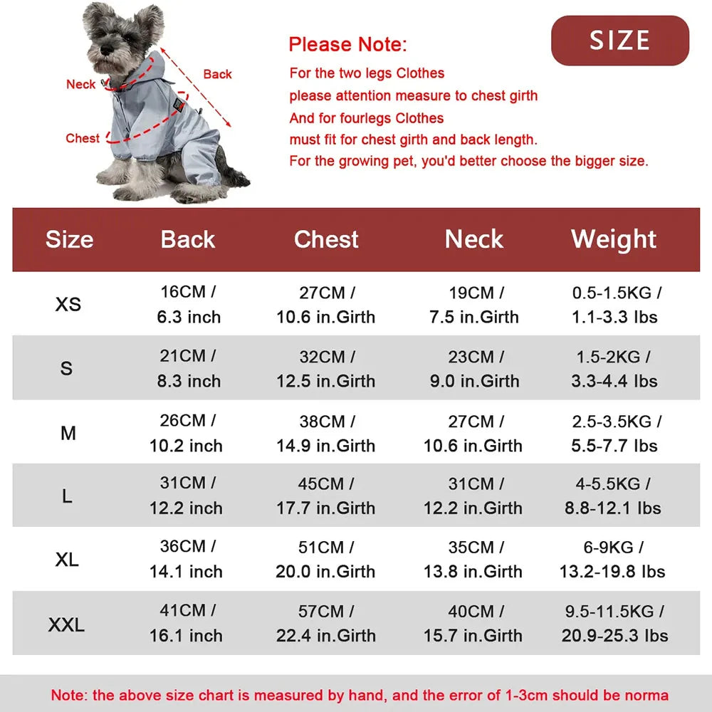 Waterproof Dog Rain Jacket with Reflective Strap and Leash Hole Rainy Day Pet Clothes Windproof Puppy Cat Rain Coat