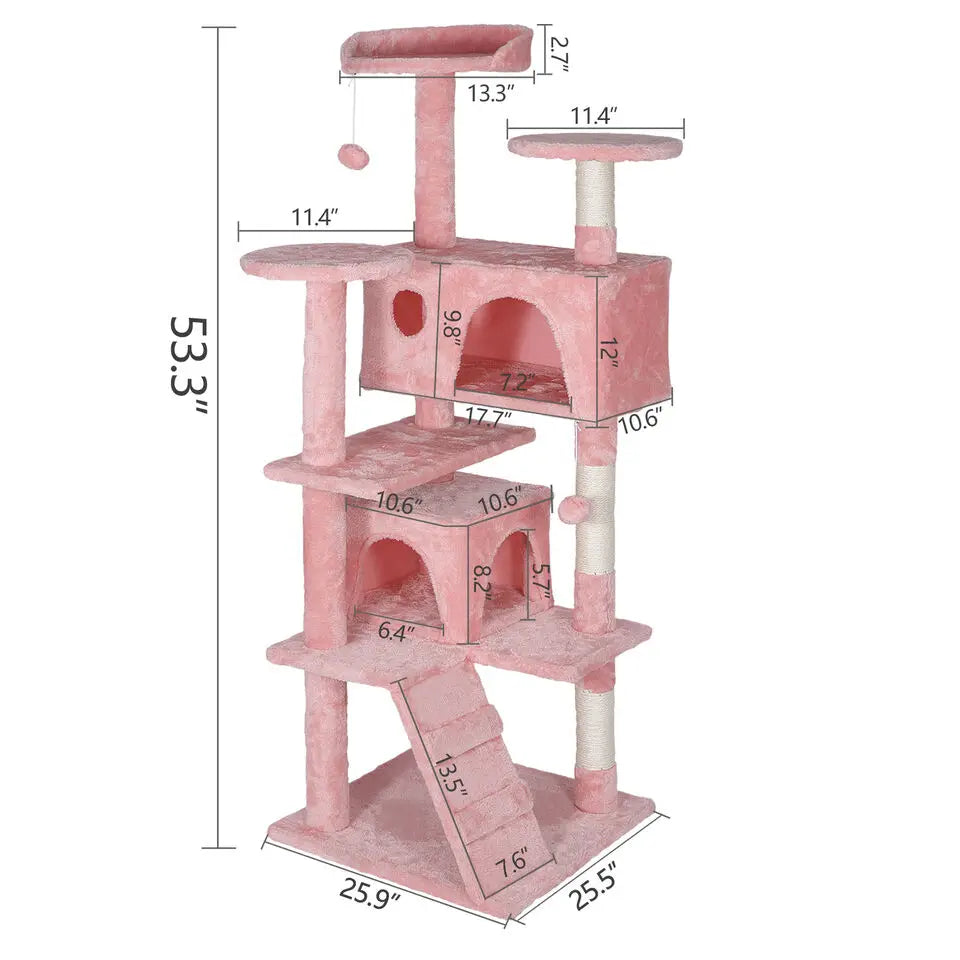 55'' Kitty Cat Tree Pink